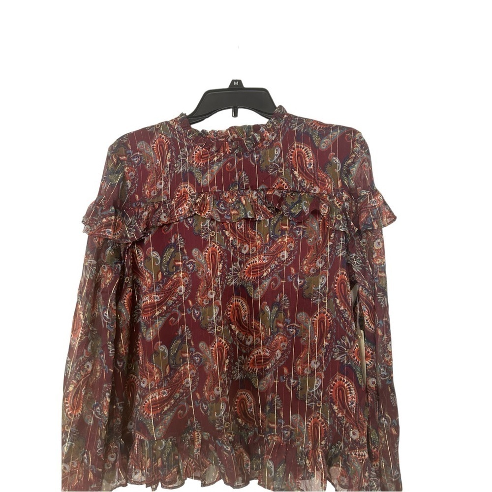 MODCLOTH Moon Orchid Affinity for Finery Long Sleeve Ruffle Top NWT - Picture 2 of 8